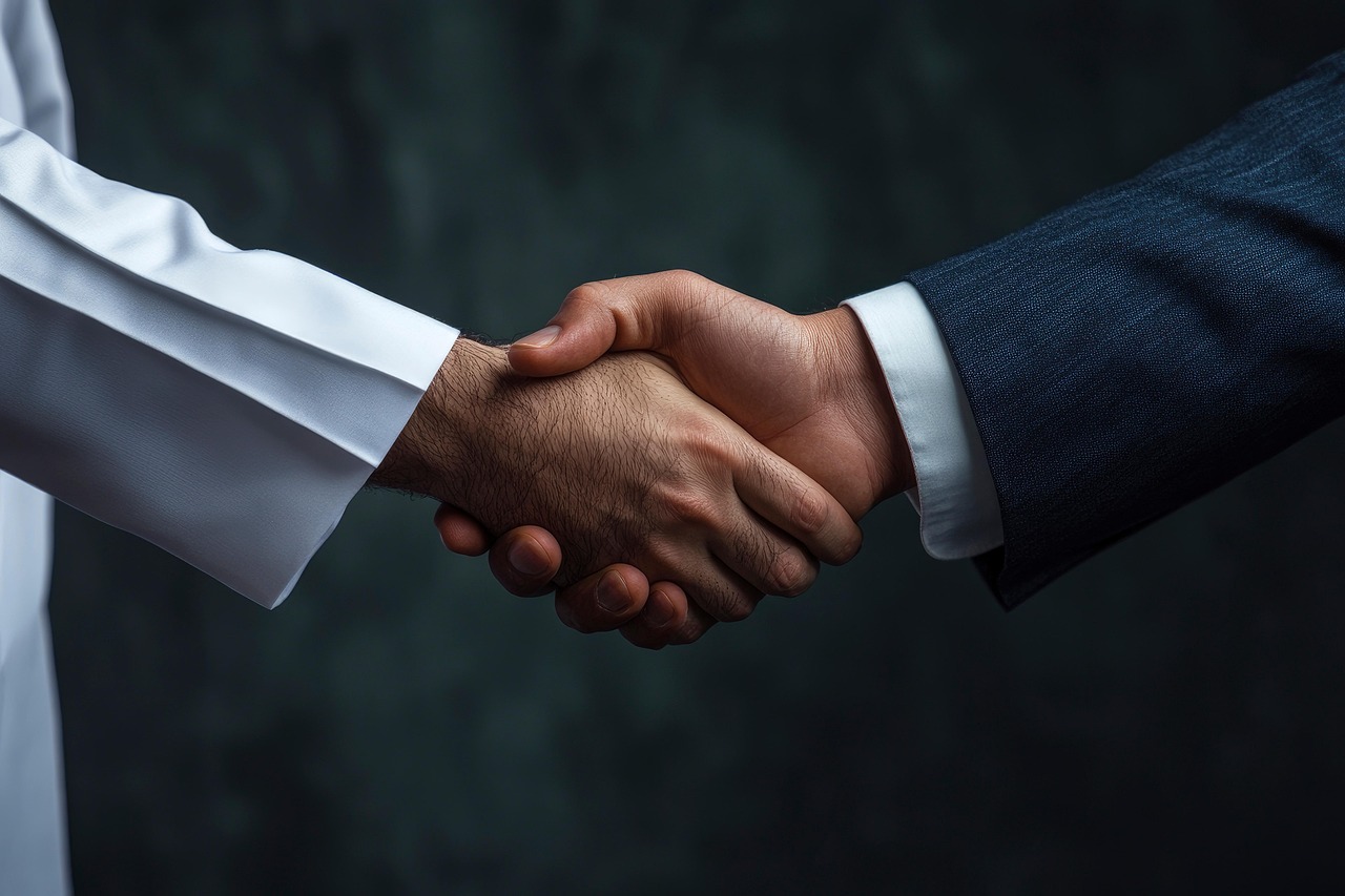 ai generated, businessman, corporate, handshake, cross-cultural agreement, formal business greeting, business deal handshake, cross-cultural collaboration, successful partnership, global business cooperation, mutual respect gesture, business agreement, professional greeting, business collaboration, friendly business interaction